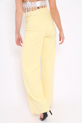 Yellow High Waist Flare Trousers -Tisha