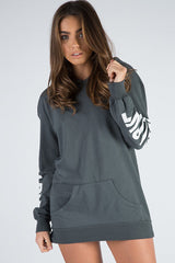 Charcoal 'My Love' Slogan Oversized Hoodie - Tish