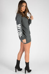 Charcoal 'My Love' Slogan Oversized Hoodie - Tish