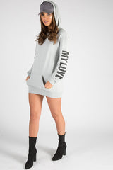 Grey 'My Love' Slogan Oversized Hoodie - Tish