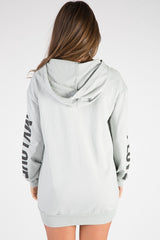 Grey 'My Love' Slogan Oversized Hoodie - Tish
