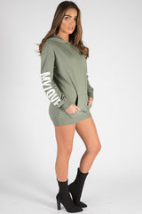 Khaki 'My Love' Slogan Oversized Hoodie - Tish
