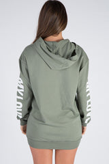 Khaki 'My Love' Slogan Oversized Hoodie - Tish
