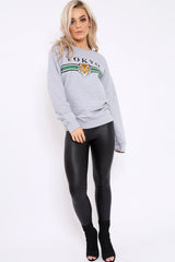 Grey Tokyo Slogan Sweatshirt - Lilah
