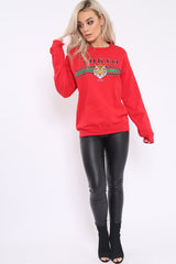 Red Tokyo Slogan Sweatshirt - Lilah
