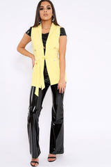 Yellow Sleeveless Tie Waist Blazer - Tonia