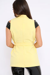 Yellow Sleeveless Tie Waist Blazer - Tonia