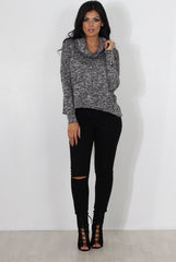 Maira Grey Cowl Neck Top