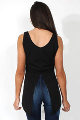 Limu Black Mesh dropped Hem Top