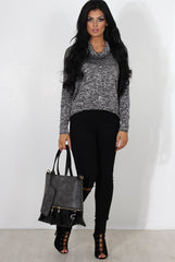Maira Grey Cowl Neck Top