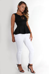 Tillie Black Tie Up Peplum Top