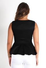 Tillie Black Tie Up Peplum Top