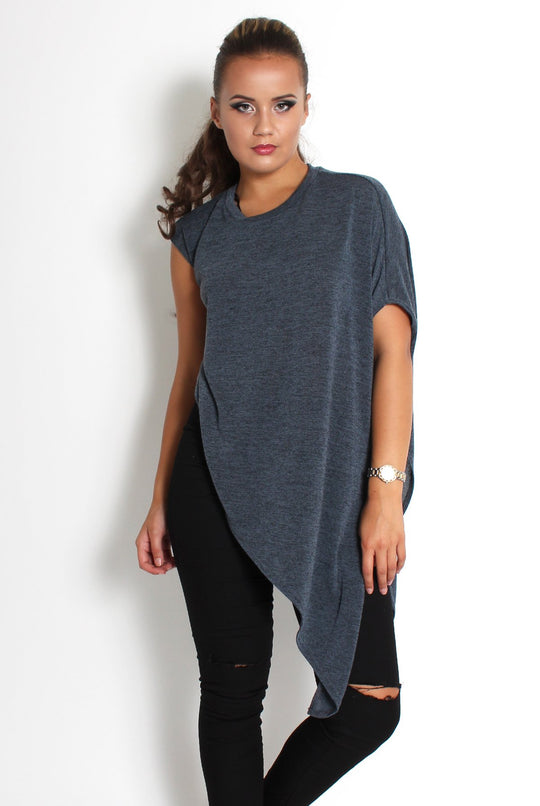 Leelee Grey Asymmetric Top