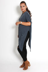 Leelee Grey Asymmetric Top