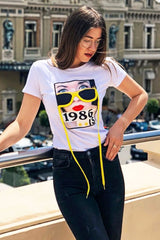 White Hanging Glasses 1986's T-shirt - Natally