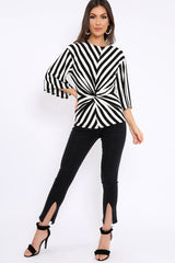 Black and White Stripe Knot Top - Toree