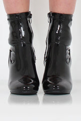 Tori Black PU Clear Heel Ankle Boot
