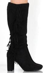 Torro Black Suede Tassel Knee High Boots
