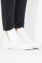 White Snakeskin Hightop Trainer - Tracey