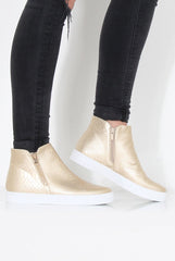 Gold Snakeskin Hightop Trainer - Tracey