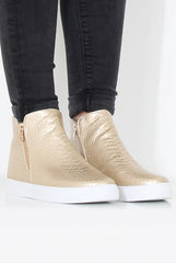 Gold Snakeskin Hightop Trainer - Tracey
