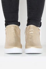 Gold Snakeskin Hightop Trainer - Tracey