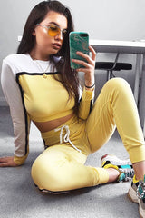 White and Yellow Colour Block Tracksuit - Adryanna
