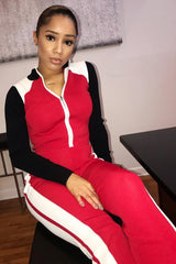 Red White Black Striped Tracksuit - Greylynn