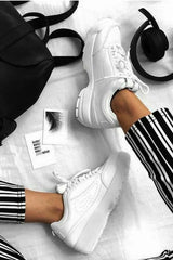 White Chunky Lace Up Trainers - Aaniya