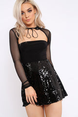 Black Sequin Disc Mini Skirt - Tristy
