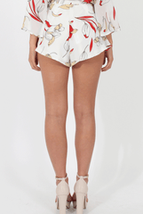 White Floral High Waisted Shorts - Trixie