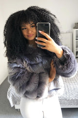 Light Grey Faux Fur Jacket - Estelle
