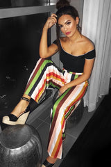 Multicolour Striped Wide Leg Trousers - Torah