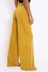 Mustard Velvet Striped Trousers - Trudy