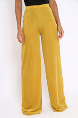 Mustard Velvet Striped Trousers - Trudy
