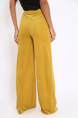 Mustard Velvet Striped Trousers - Trudy