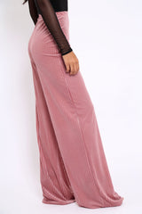 Pink Velvet Striped Trousers - Trudy