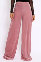 Pink Velvet Striped Trousers - Trudy