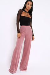 Pink Velvet Striped Trousers - Trudy