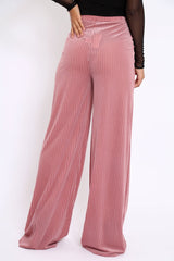 Pink Velvet Striped Trousers - Trudy