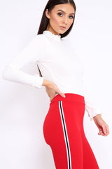 White Ruffle Neck Bodysuit - Trudy