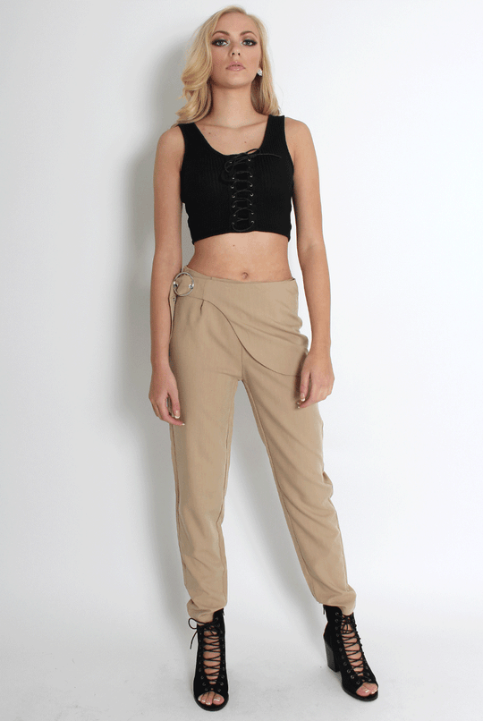 Jeannette Beige Cigarette Trousers