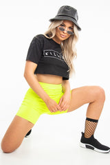 Black Killin' It Print Crop Crew Neck T-Shirt - Jenny