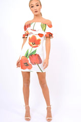 White Tulip Bardot Bodycon Dress - Kelis