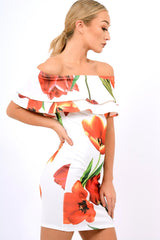 White Tulip Bardot Bodycon Dress - Kelis