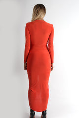 Kristen Orange Ruched Front Dress