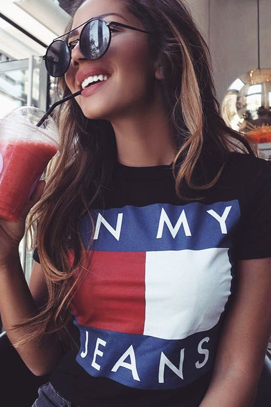 Black In My Jeans Crew Neck Top - Tura