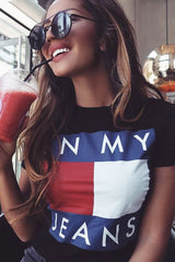 Black In My Jeans Crew Neck Top - Tura