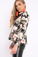 Black Floral Peplum Top - Tyra