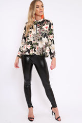 Black Floral Peplum Top - Tyra